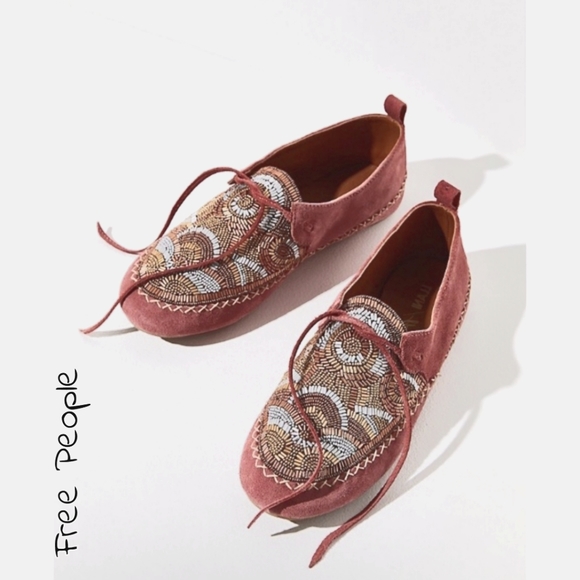 Free People × Llani Beaded Moccasin Slippers